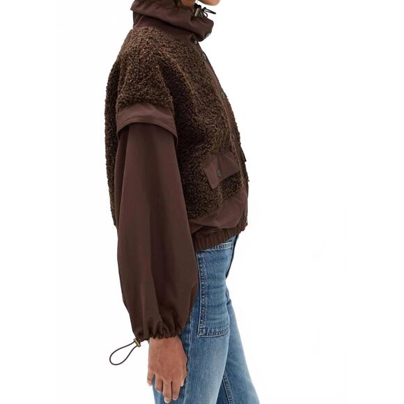 NEW ULLA JOHNSON aidan teddy fleece jacket in brown - Picture 3 of 6